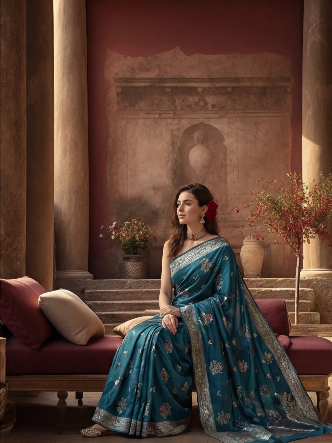 Heavy Banarasi Zari Woven Silk Blend Saree