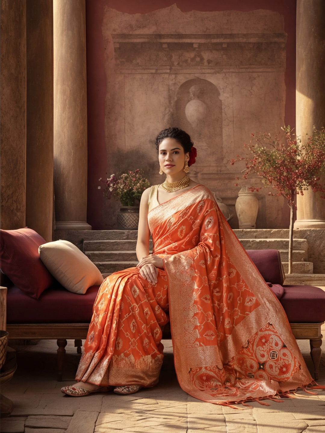 Heavy Banarasi Zari Woven Silk Blend Saree