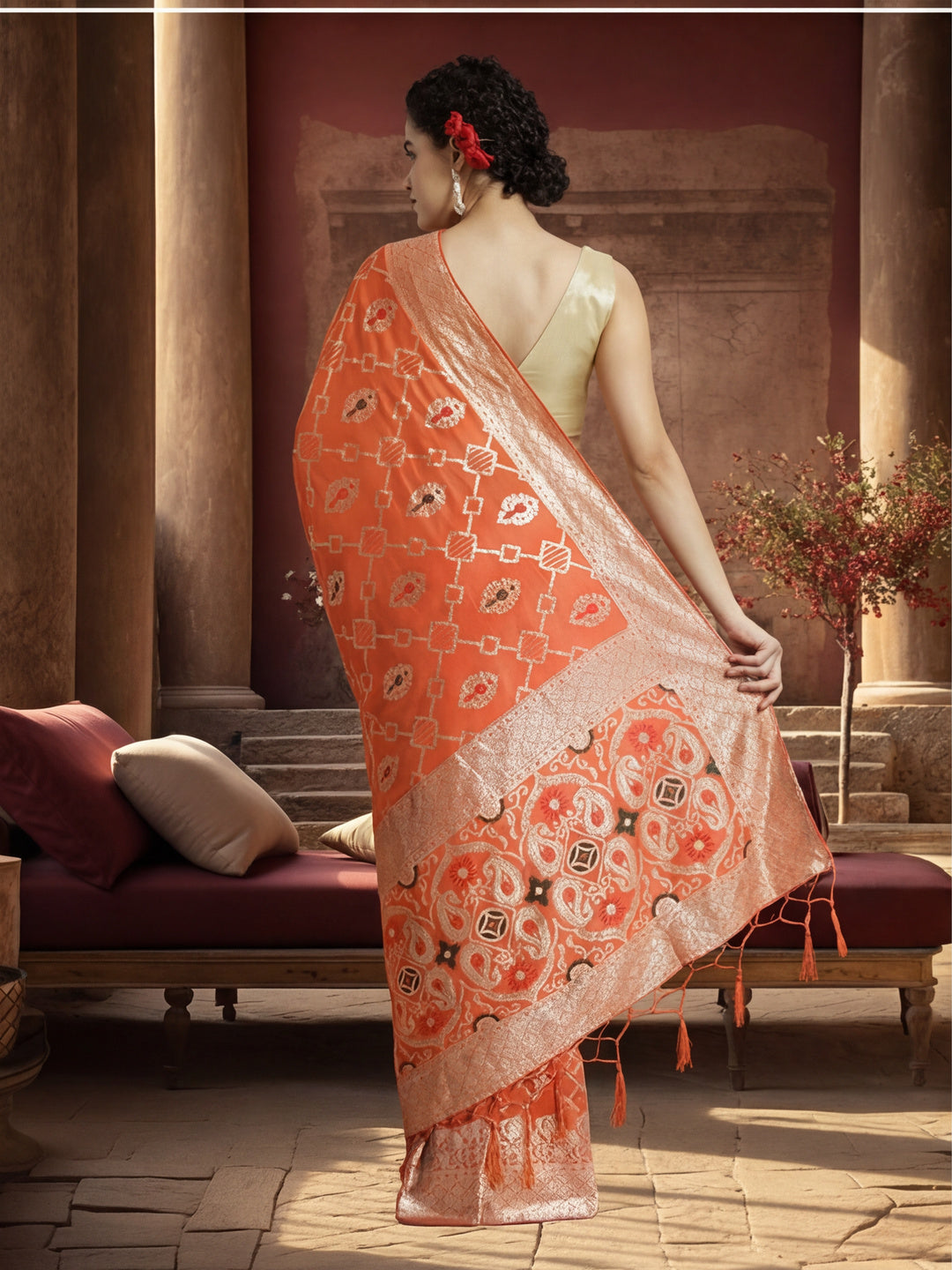 Heavy Banarasi Zari Woven Silk Blend Saree