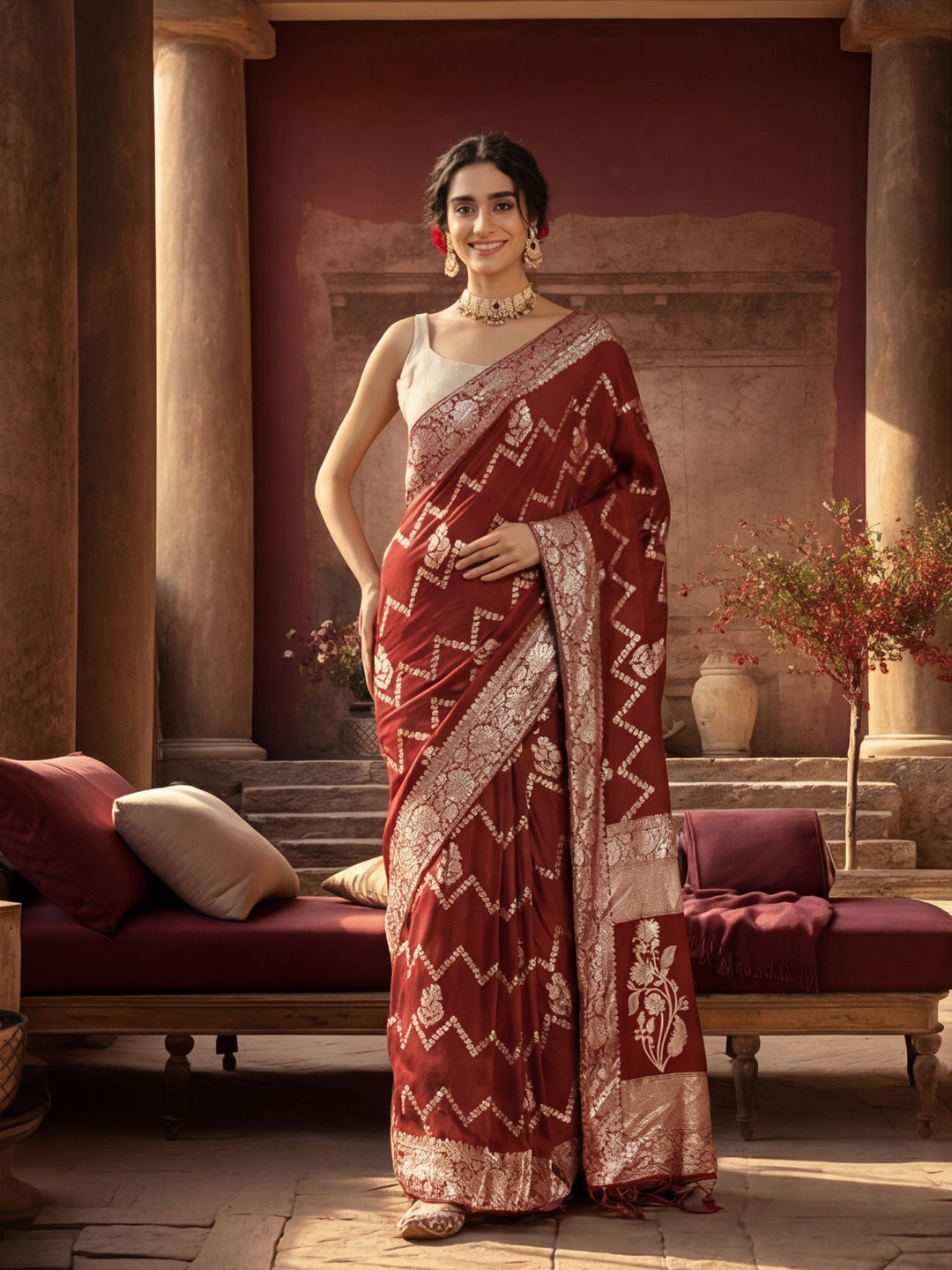 Heavy Banarasi Zari Woven Silk Blend Saree
