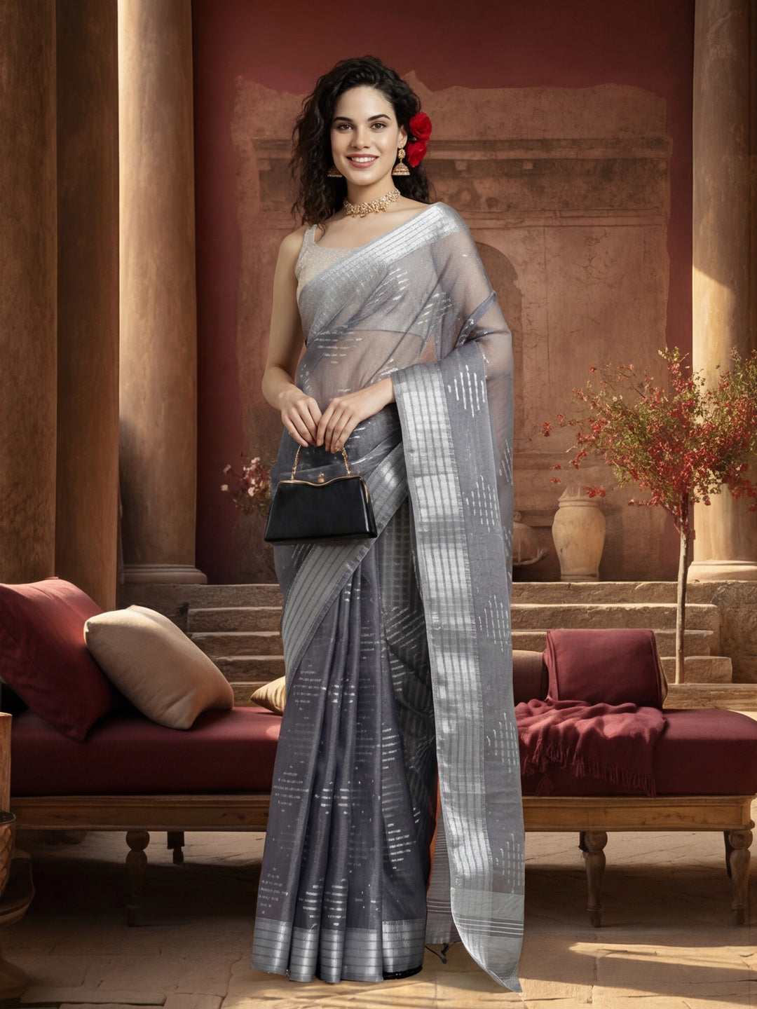 Zari Woven Banarasi Organza Saree