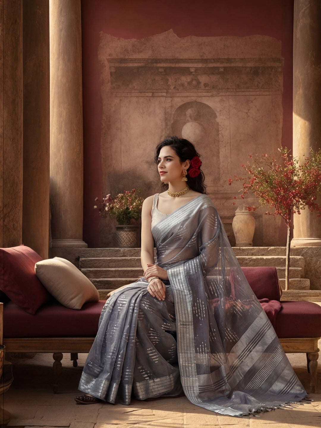 Zari Woven Banarasi Organza Saree