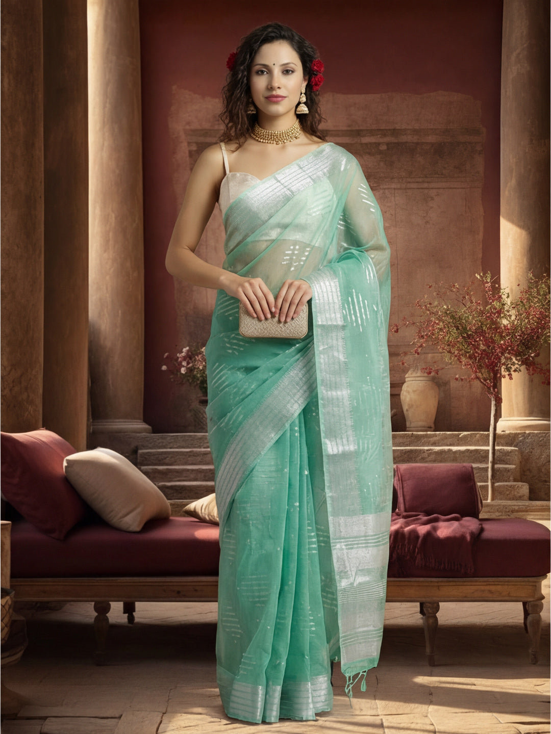 Zari Woven Design Banarasi Organza Saree