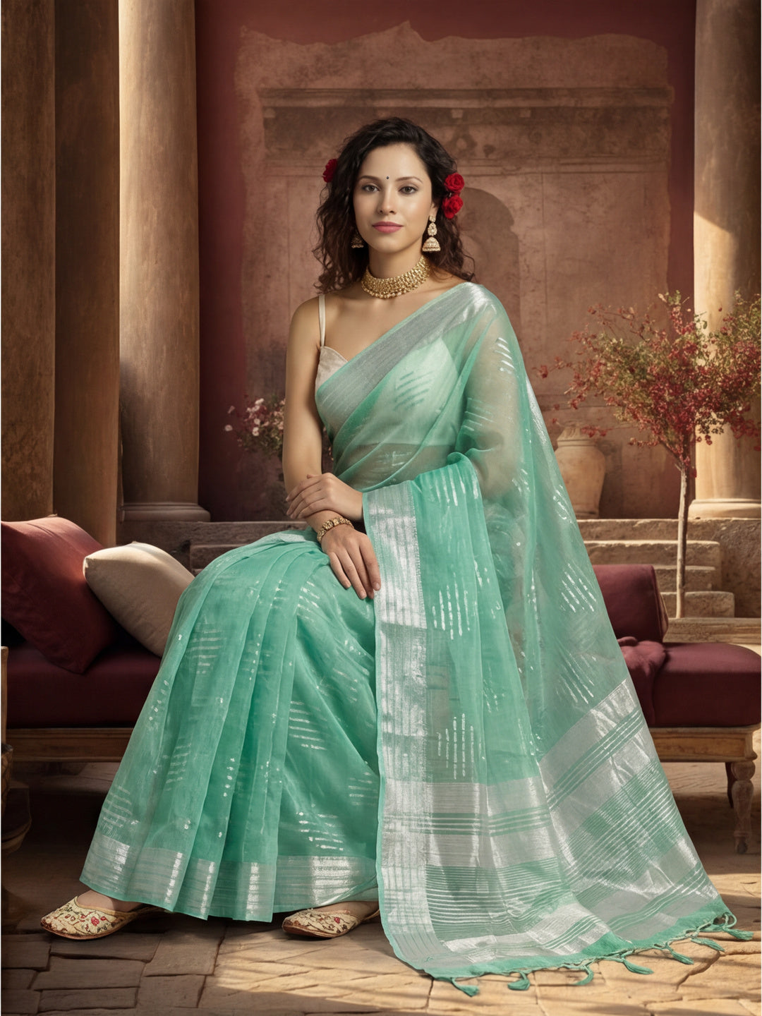 Zari Woven Design Banarasi Organza Saree
