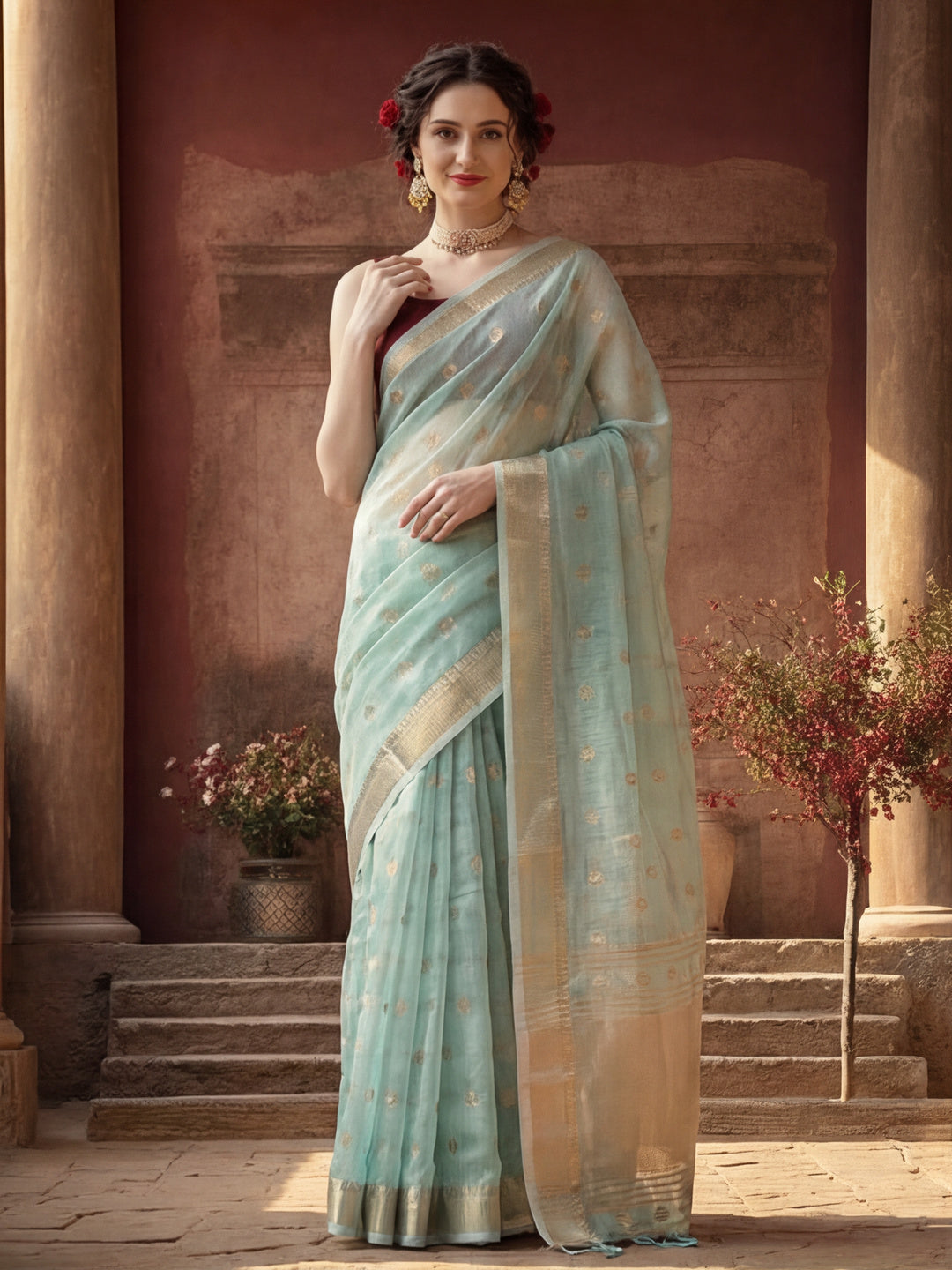 Zari Woven Banarasi Organza Saree