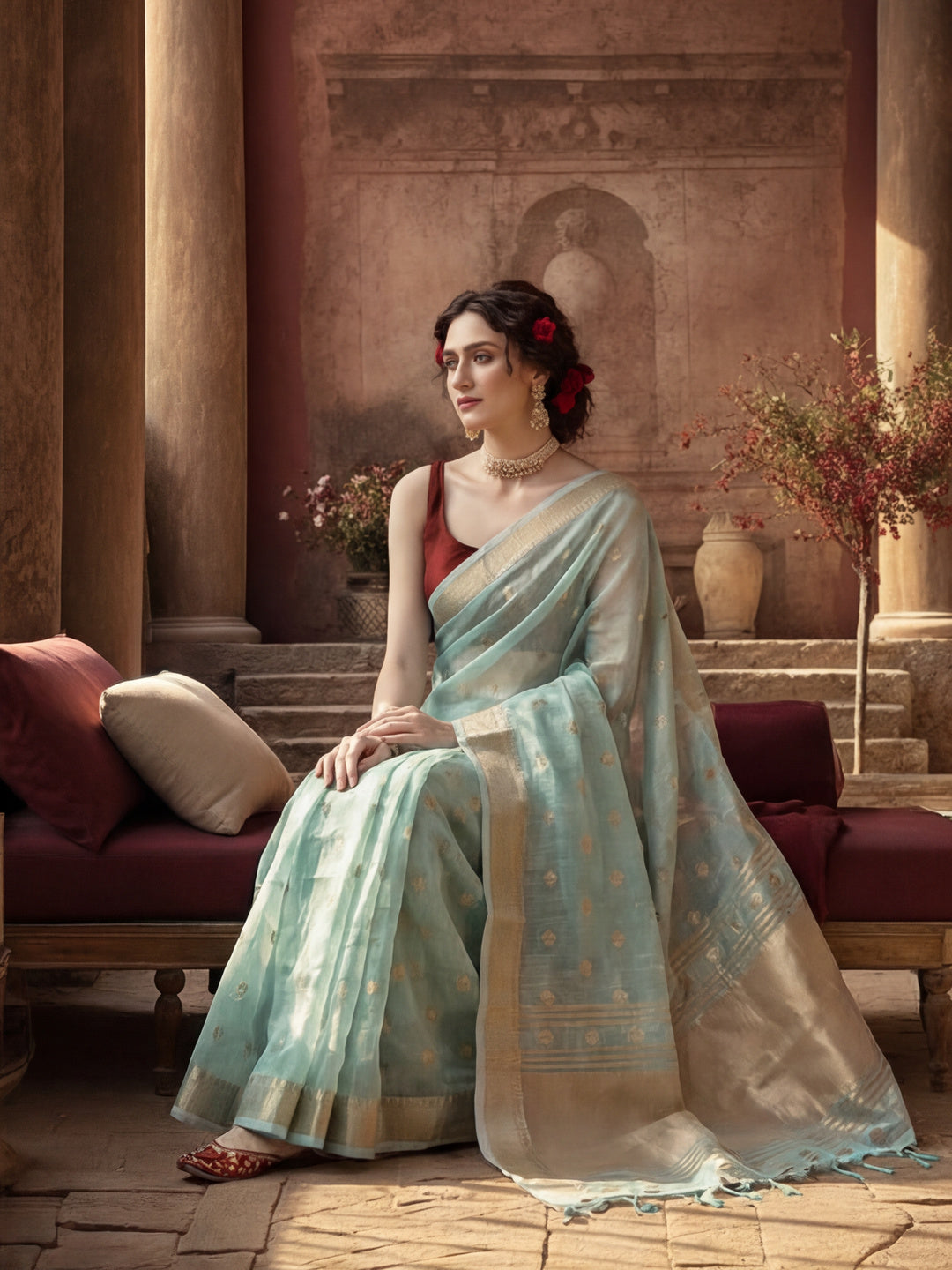 Zari Woven Banarasi Organza Saree