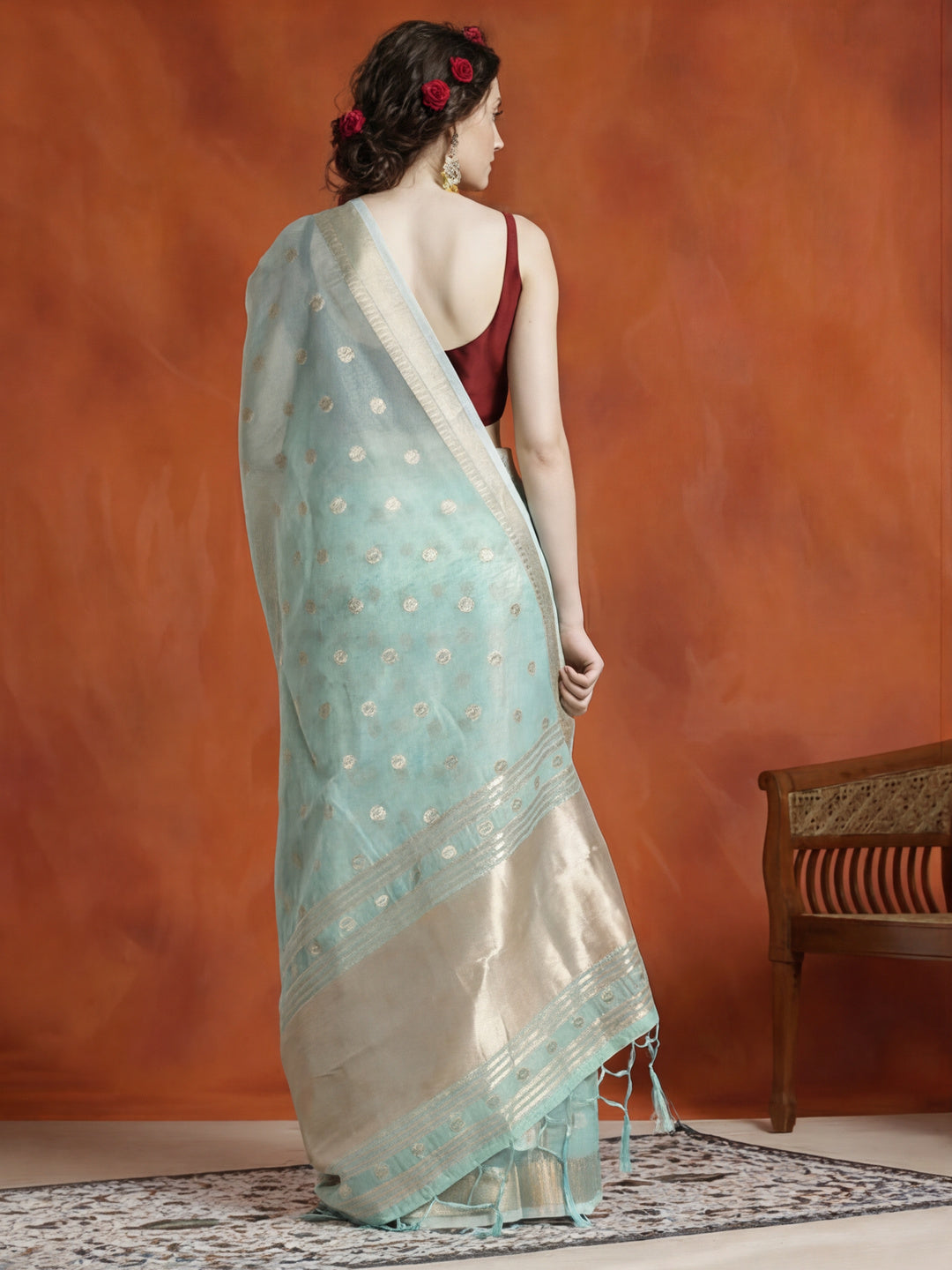 Zari Woven Banarasi Organza Saree