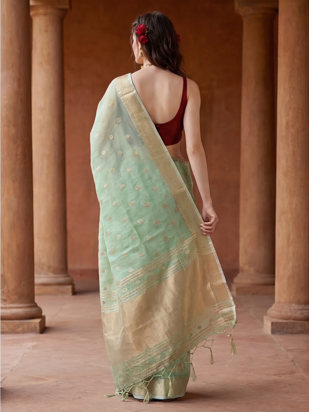 Zari Woven Banarasi Organza Saree