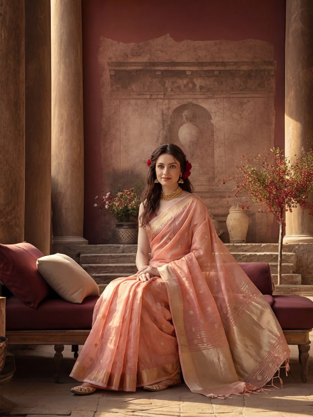Zari Woven Banarasi Organza Saree