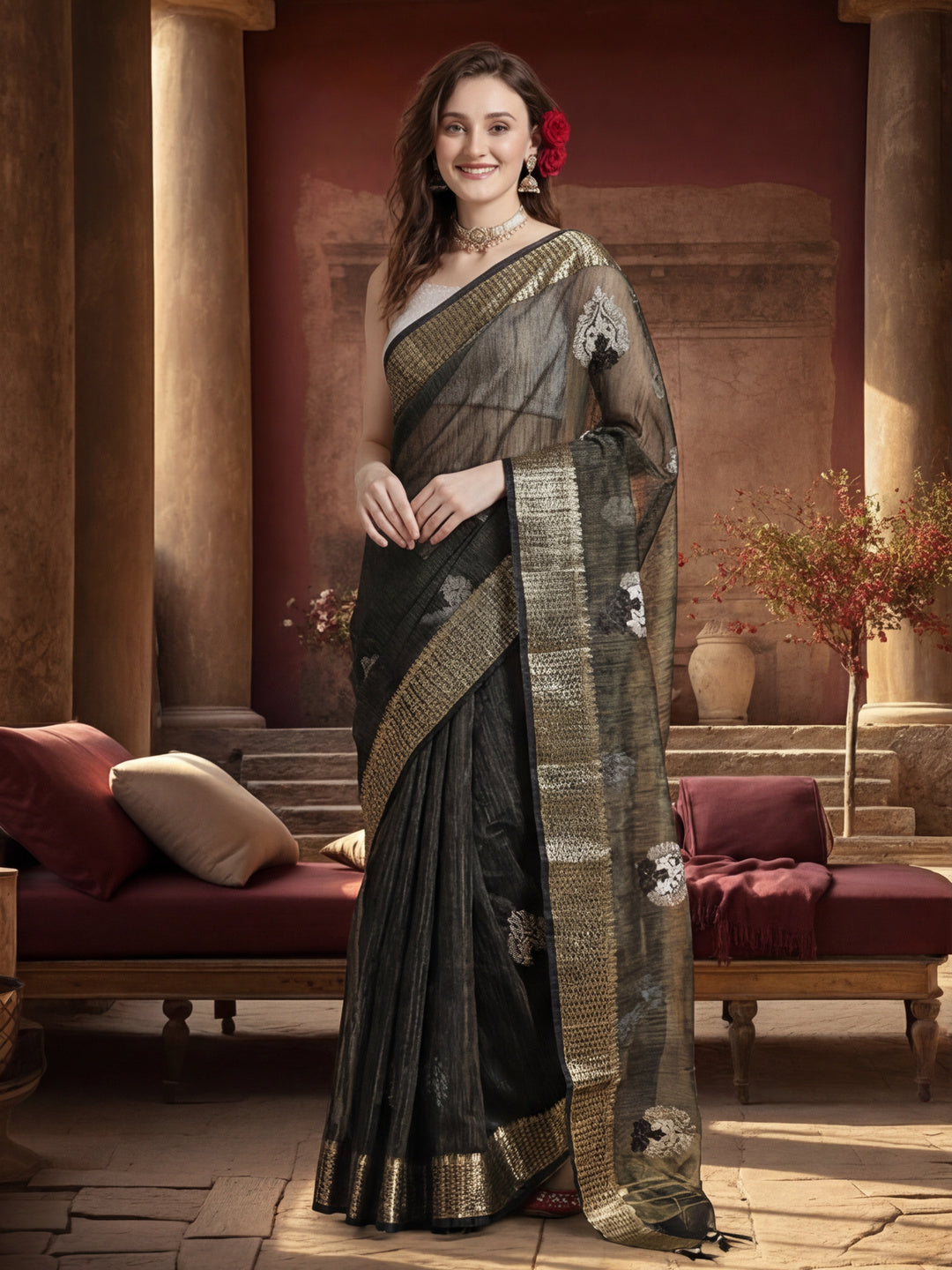 Zari Woven Party Wear Organza Saree