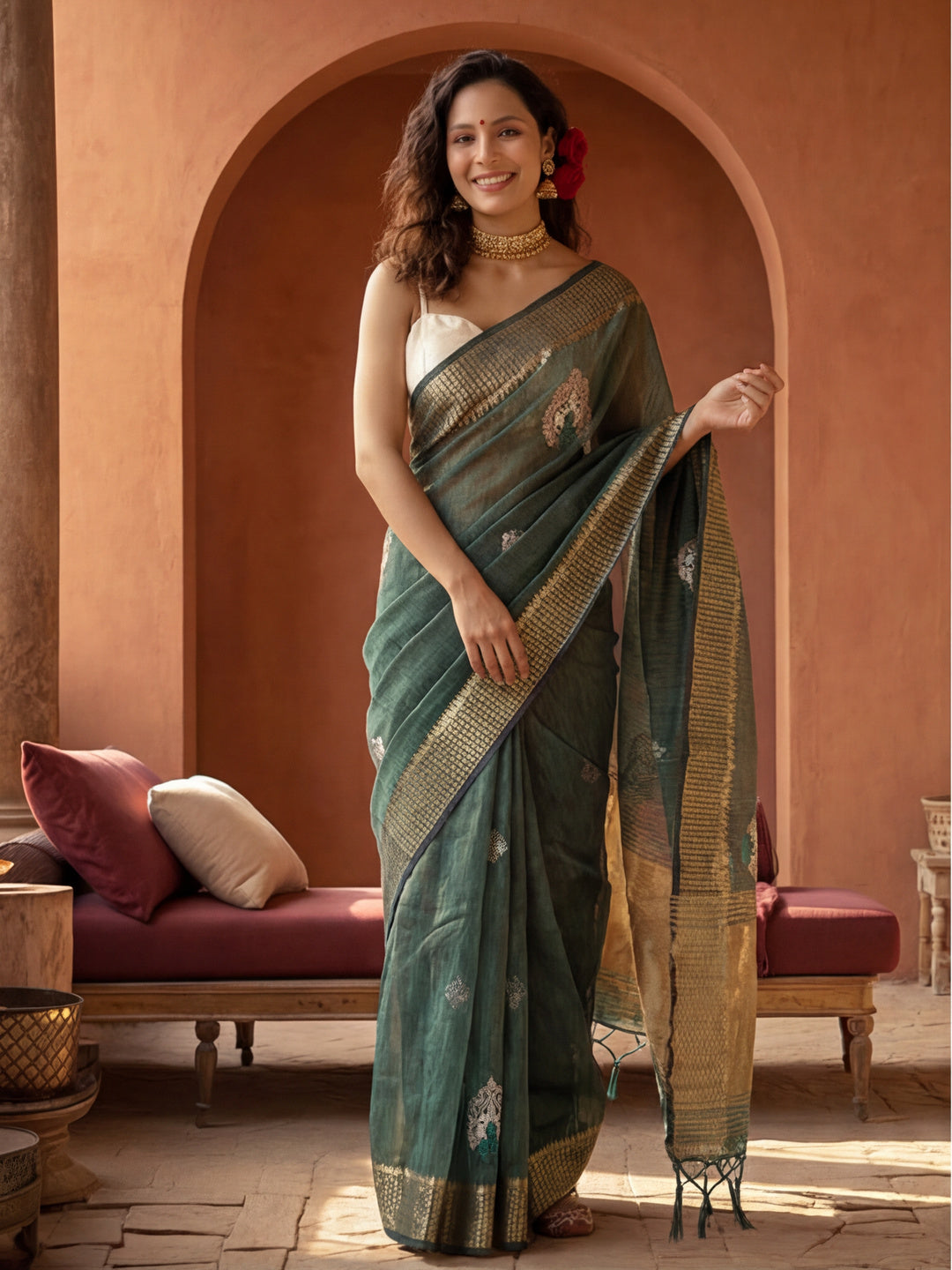 Zari Woven Design Organza Saree
