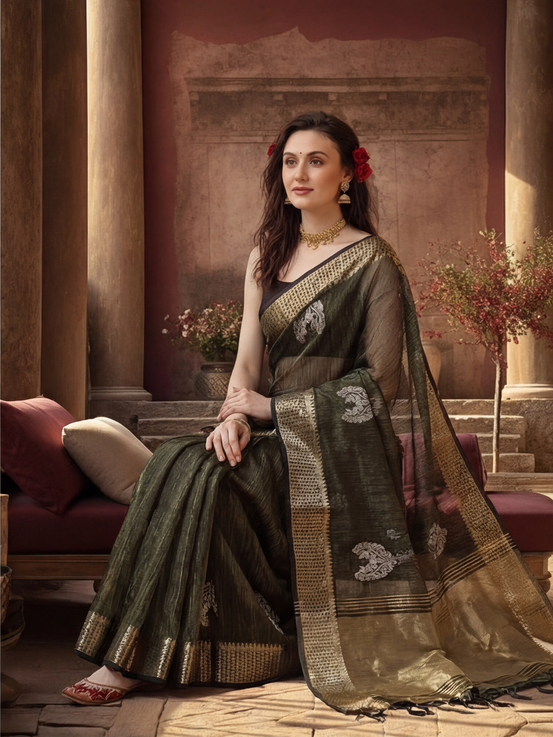 Zari Woven Party Wear Organza Saree