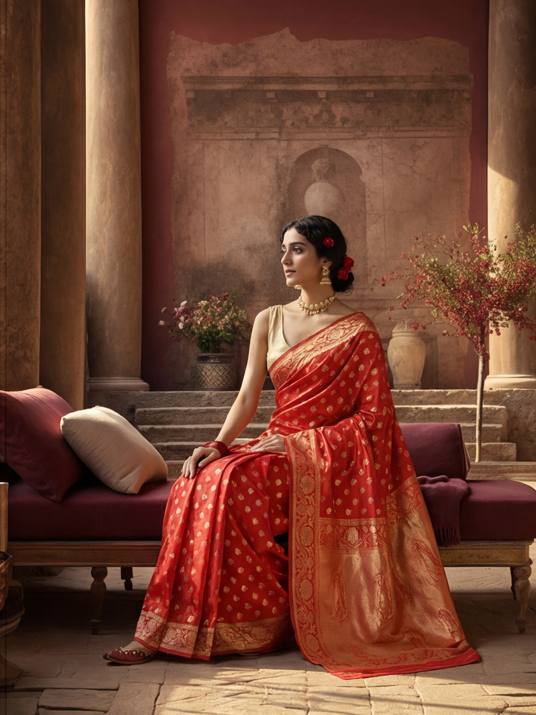 Passionate Red Weaving Work Kanjivaram Silk Saree -