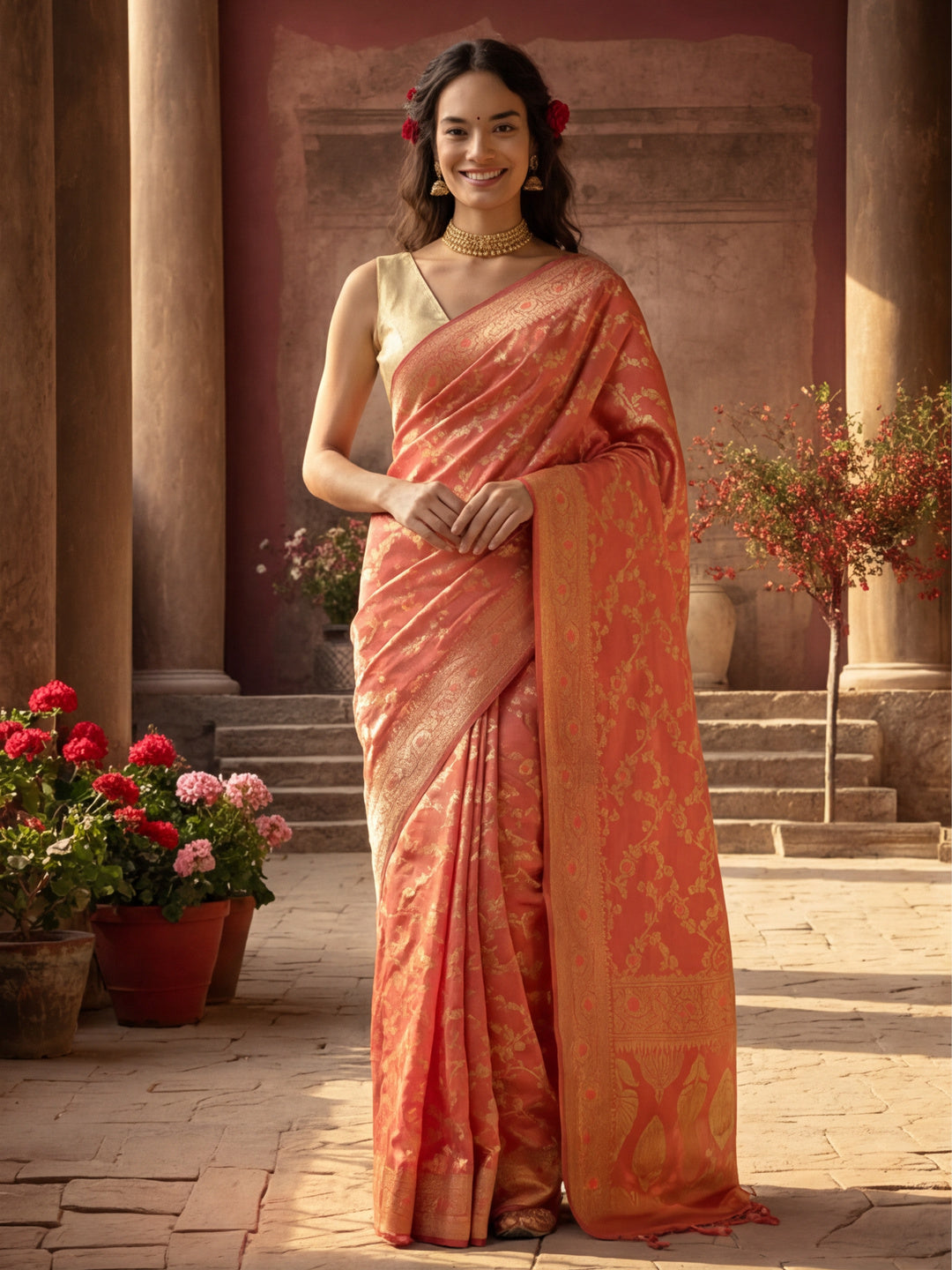 Women's Pitch Colour Designer Weaving Work Saree