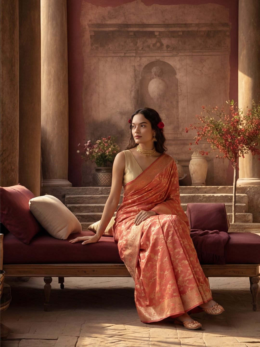 Women's Pitch Colour Designer Weaving Work Saree