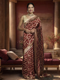 Women's Designer Weaving Work Maroon Saree