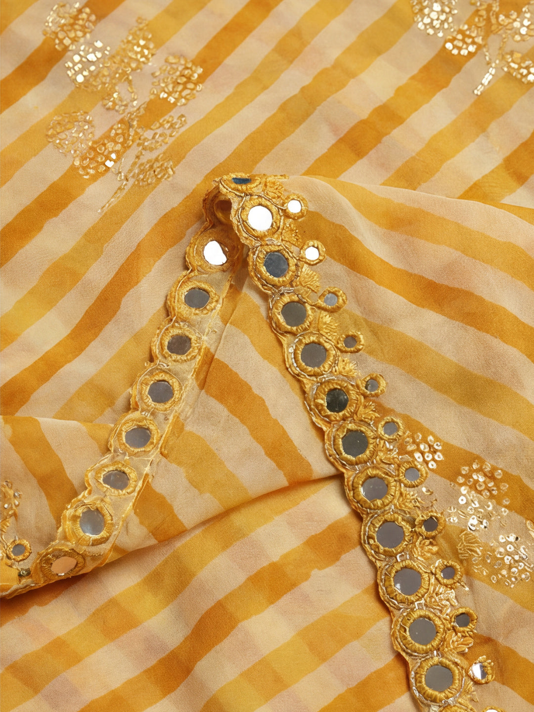 Pure Georgette Leheriya Mirror Work Saree