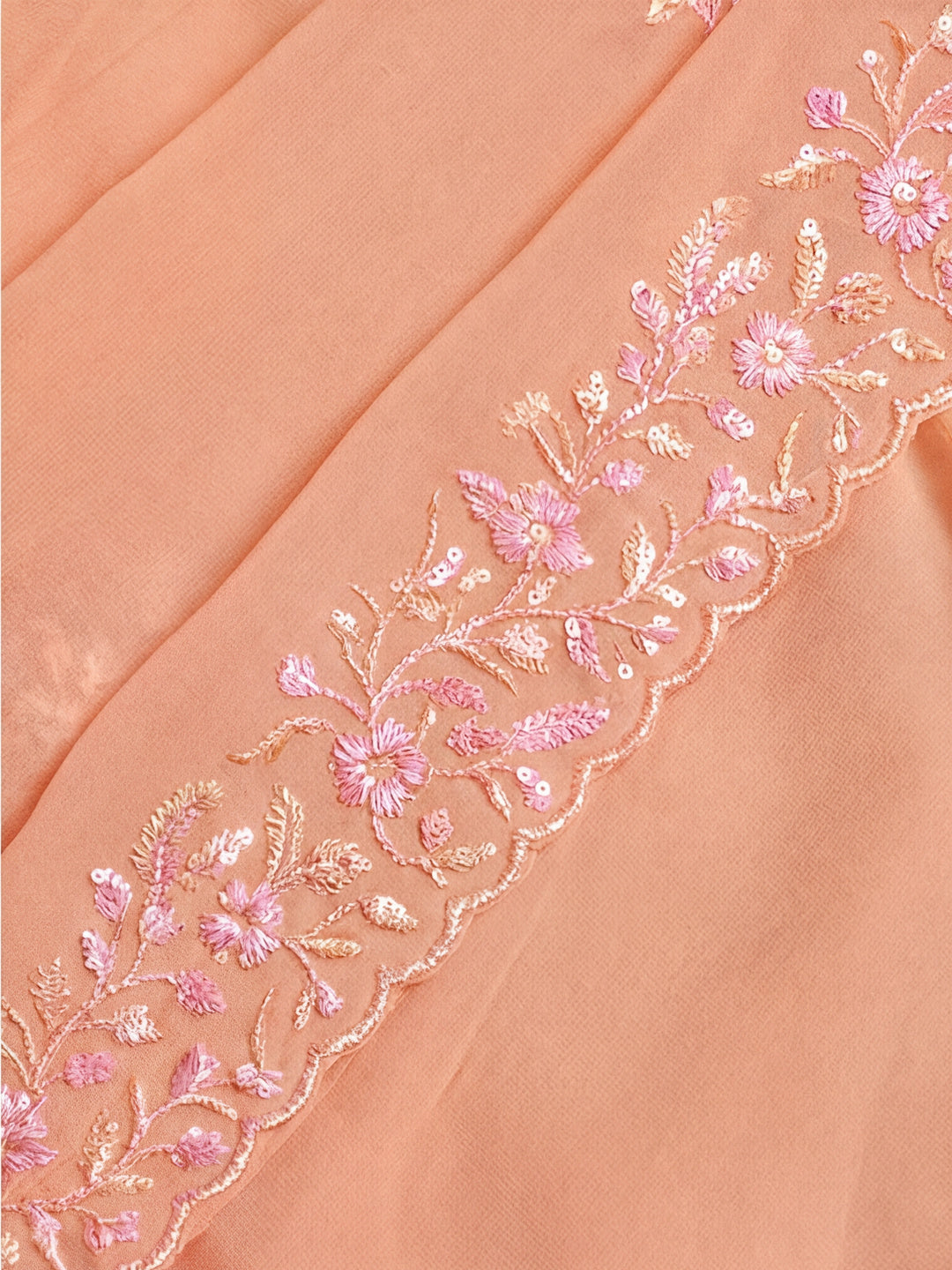 Pure Georgette Sequin Embroidered Saree