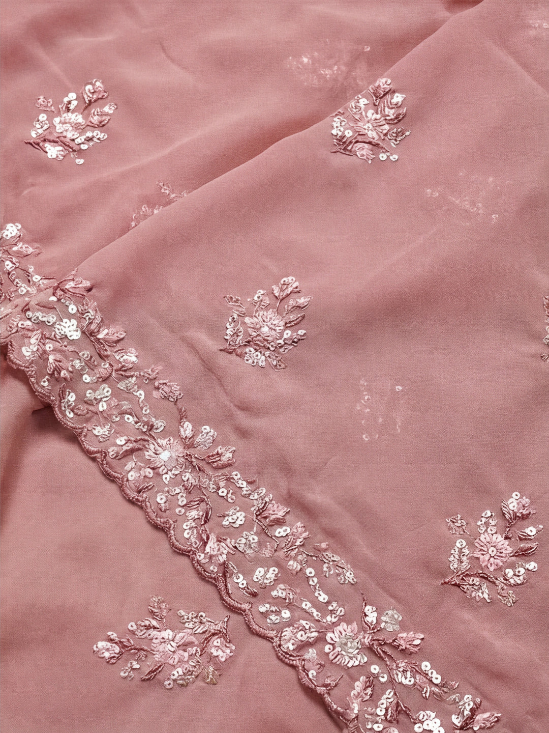 Pure Georgette Sequin Embroidered Saree