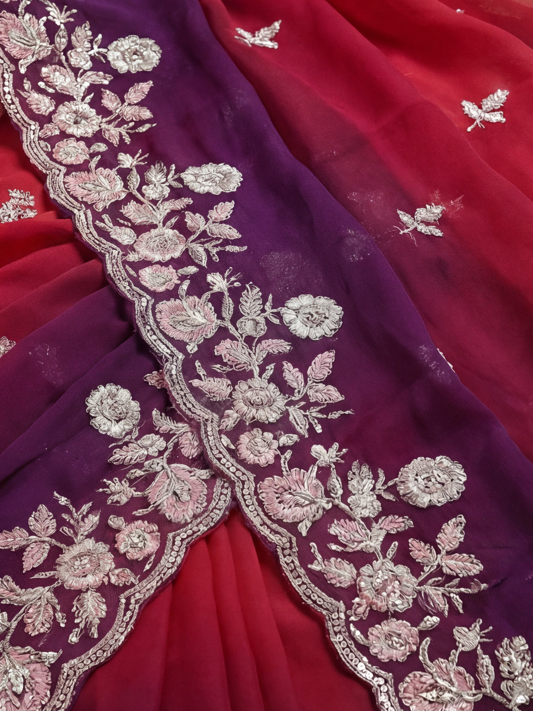 Sequin Work Shaded Pure Georgette Saree