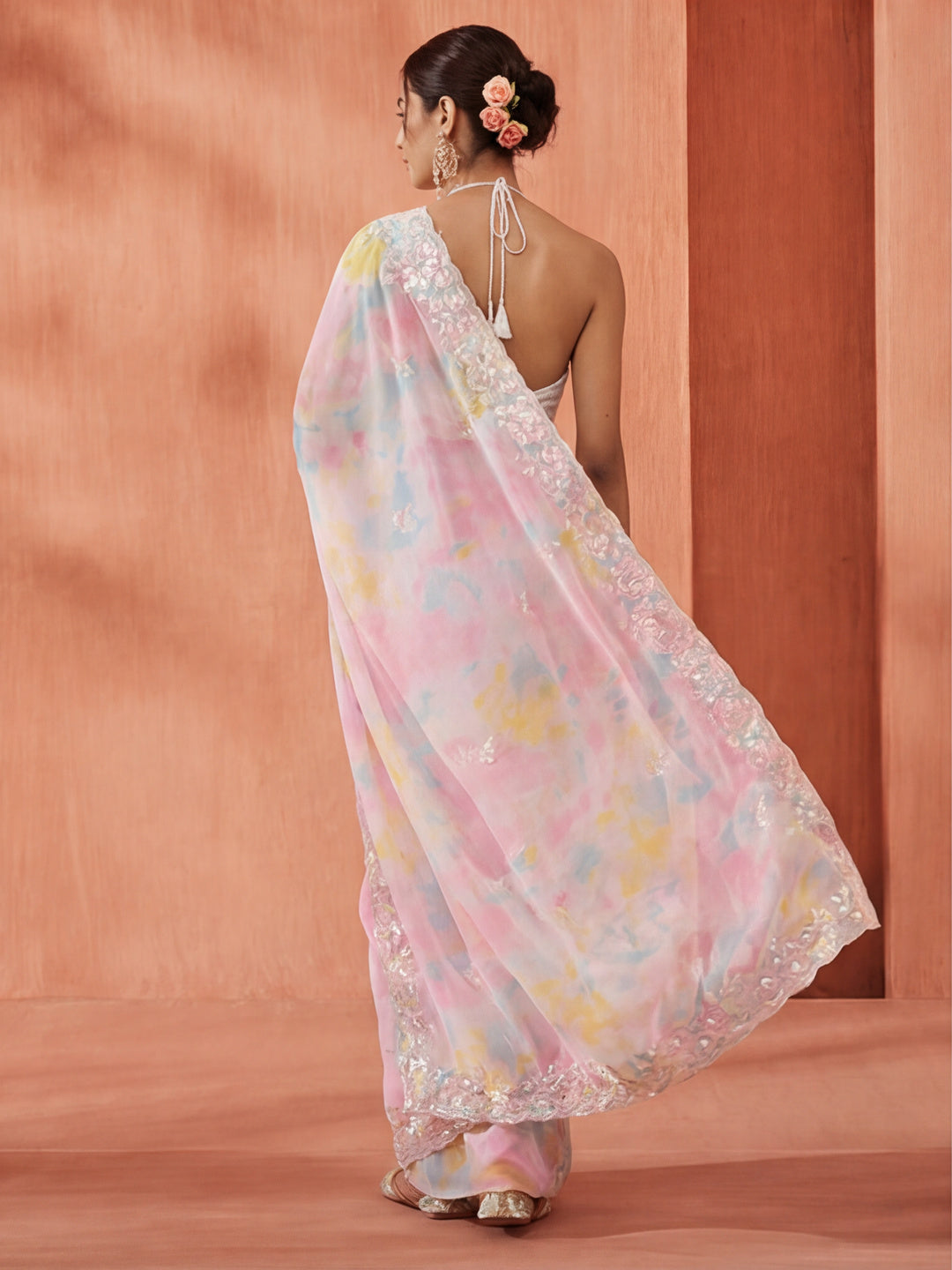 Sequin Embellished Georgette Heavy Saree
