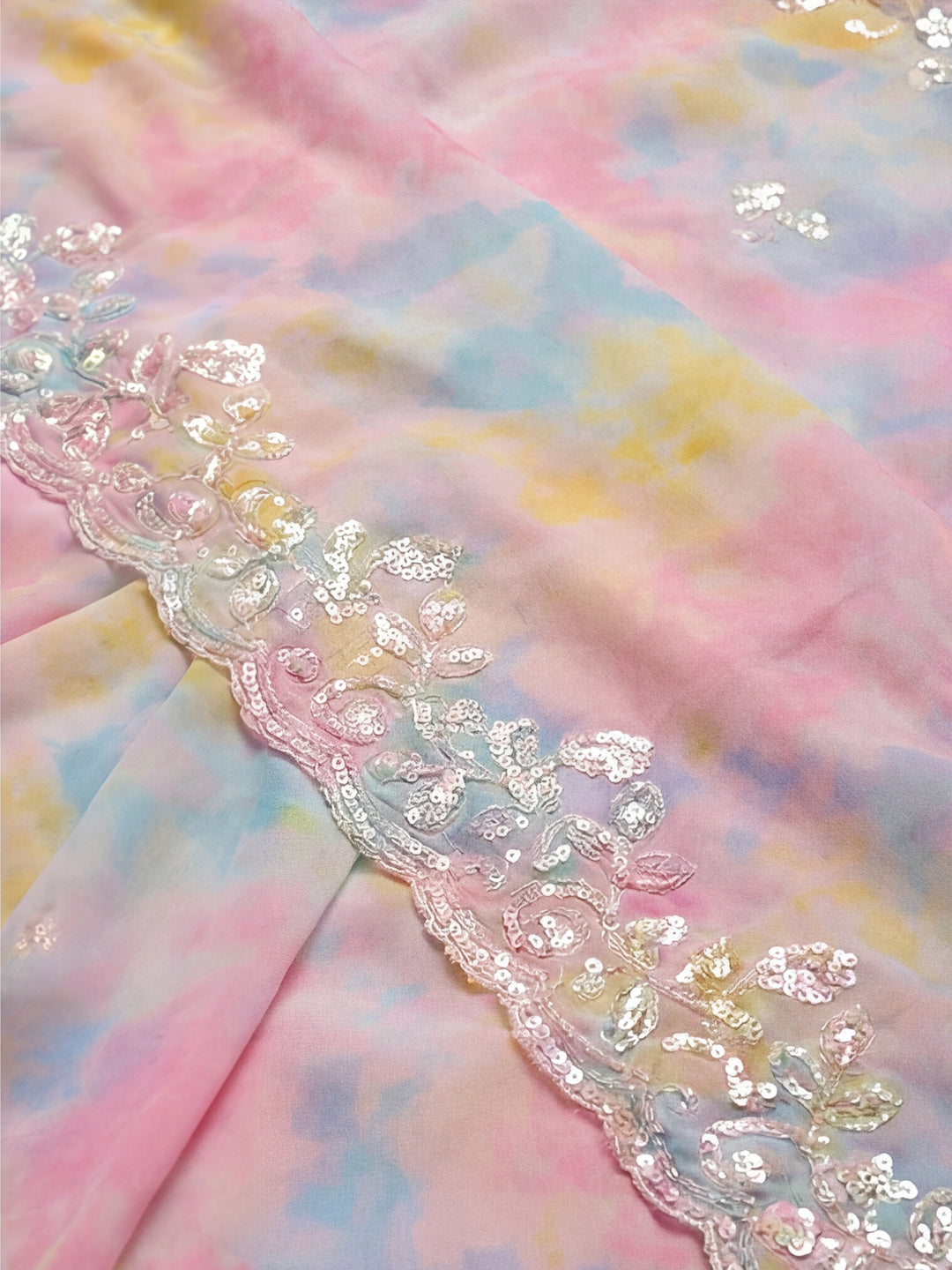 Sequin Embellished Georgette Heavy Saree