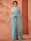 Tie-Dye Mirror Work Satin Saree
