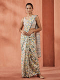 Tie-Dye Printed Mirror Work Satin Saree