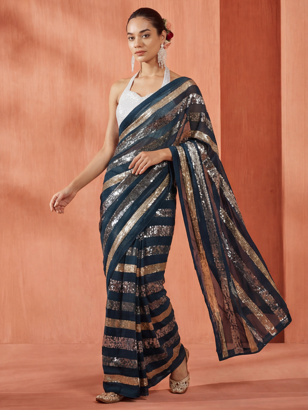 Embellished Pure Georgette Party Wear Saree