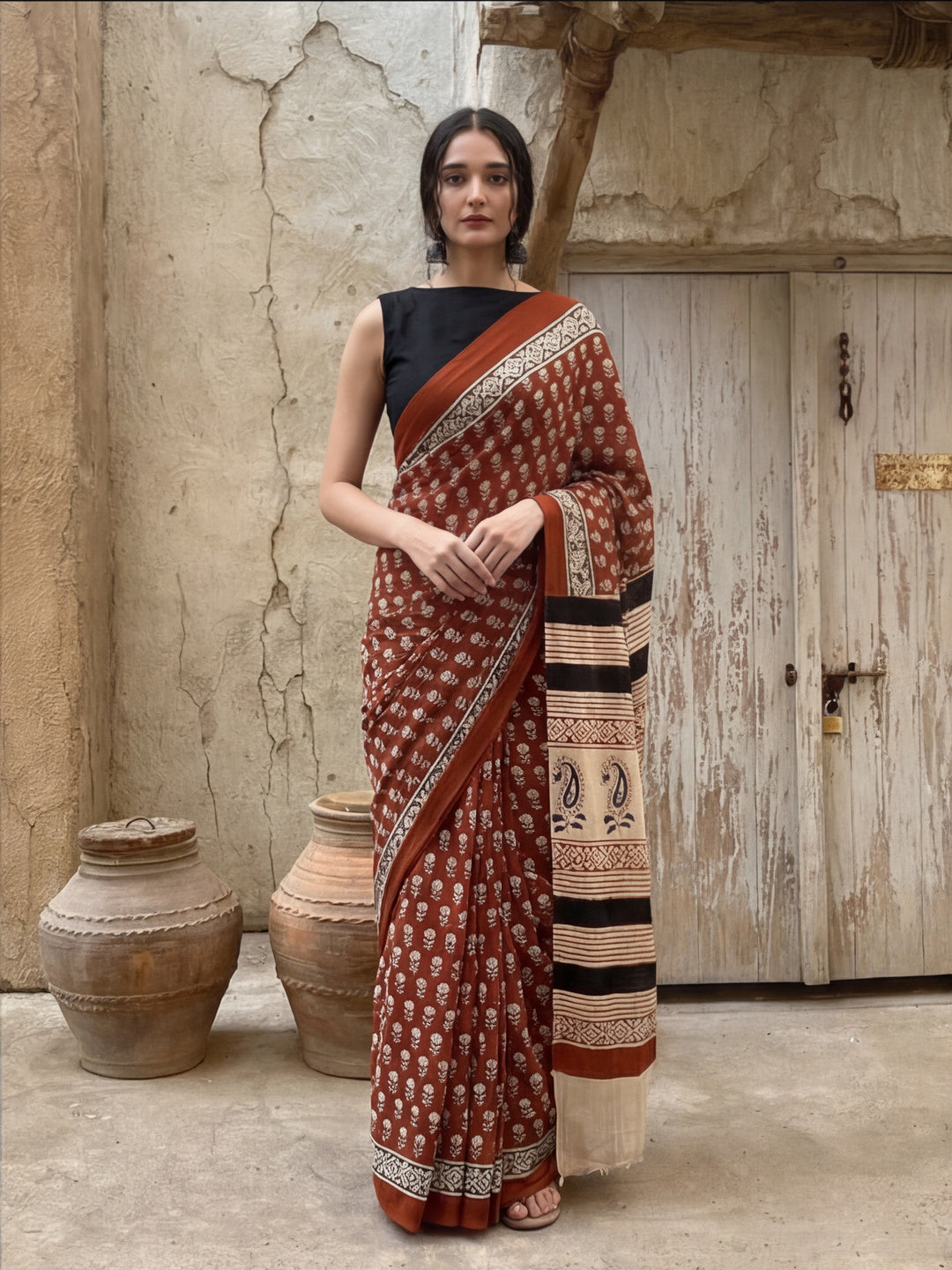Mulmul Cotton Floral Printed Saree