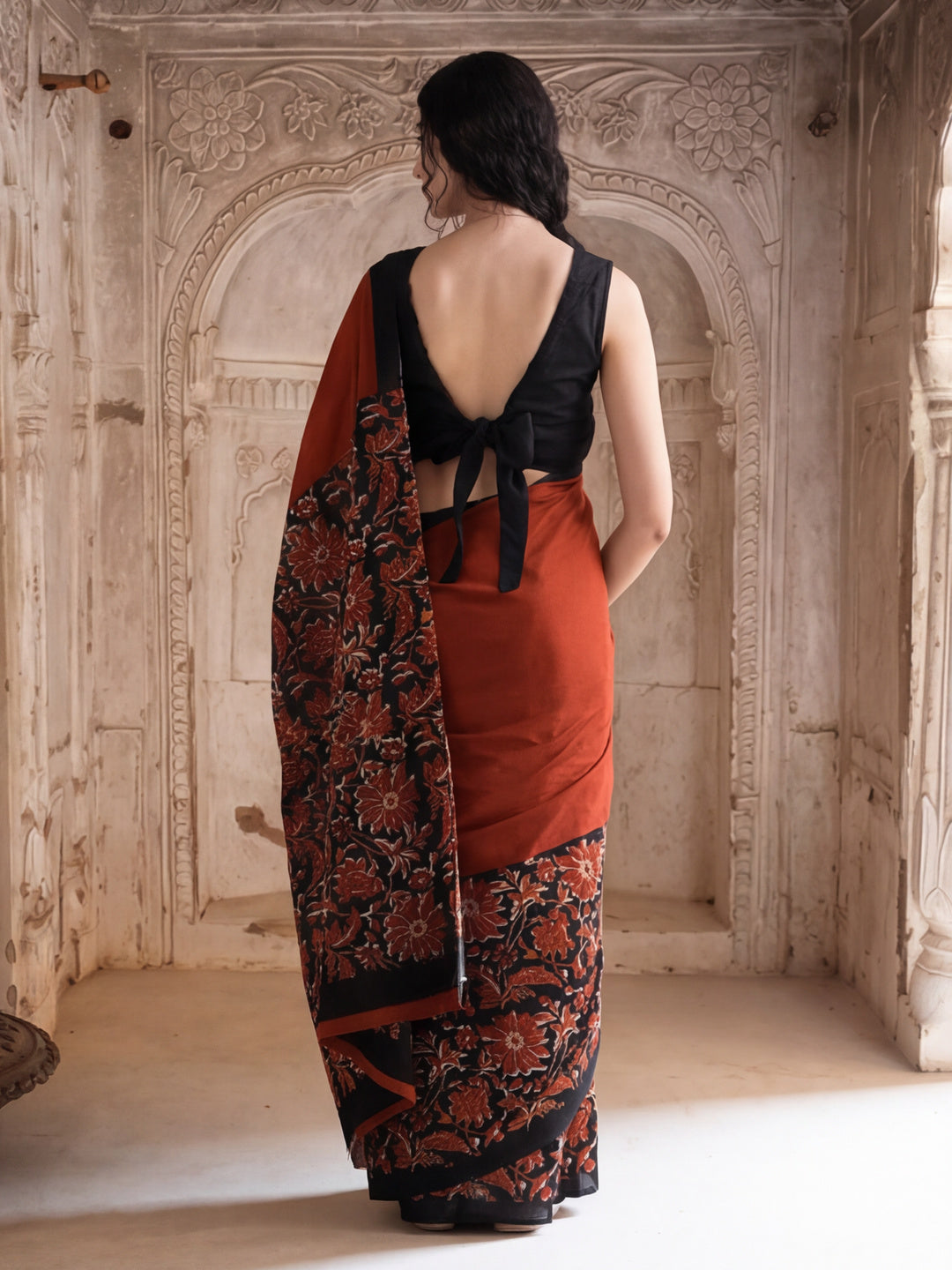 Floral Printed Pure Cotton Saree With Unstitched Blouse