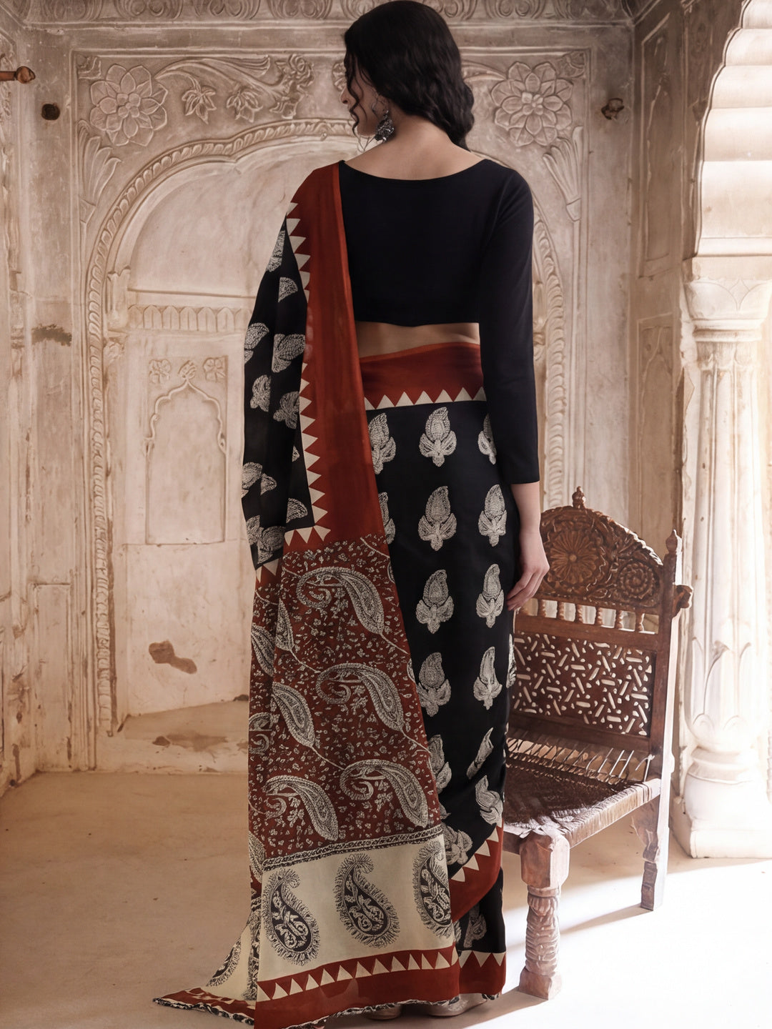 Floral Printed Pure Cotton Saree With Unstitched Blouse