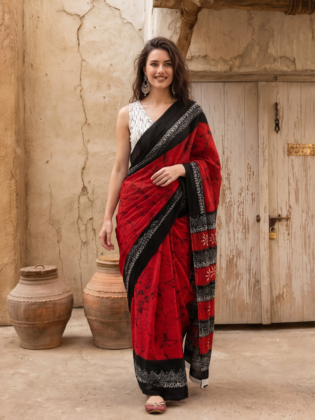 Floral Printed Pure Cotton Saree With Unstitched Blouse