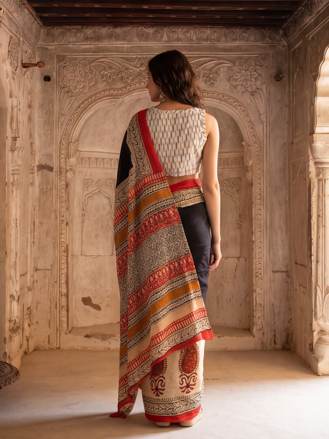 Floral Printed Pure Cotton Saree With Unstitched Blouse