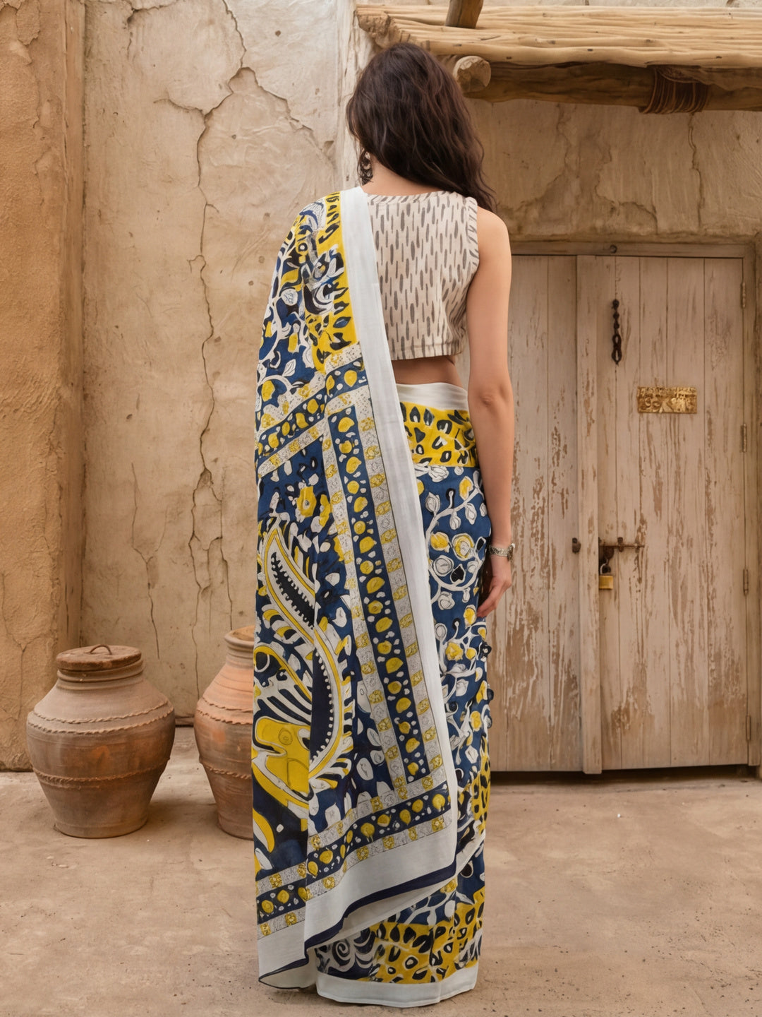 Floral printed Pure Cotton Saree With Unstitched Blouse