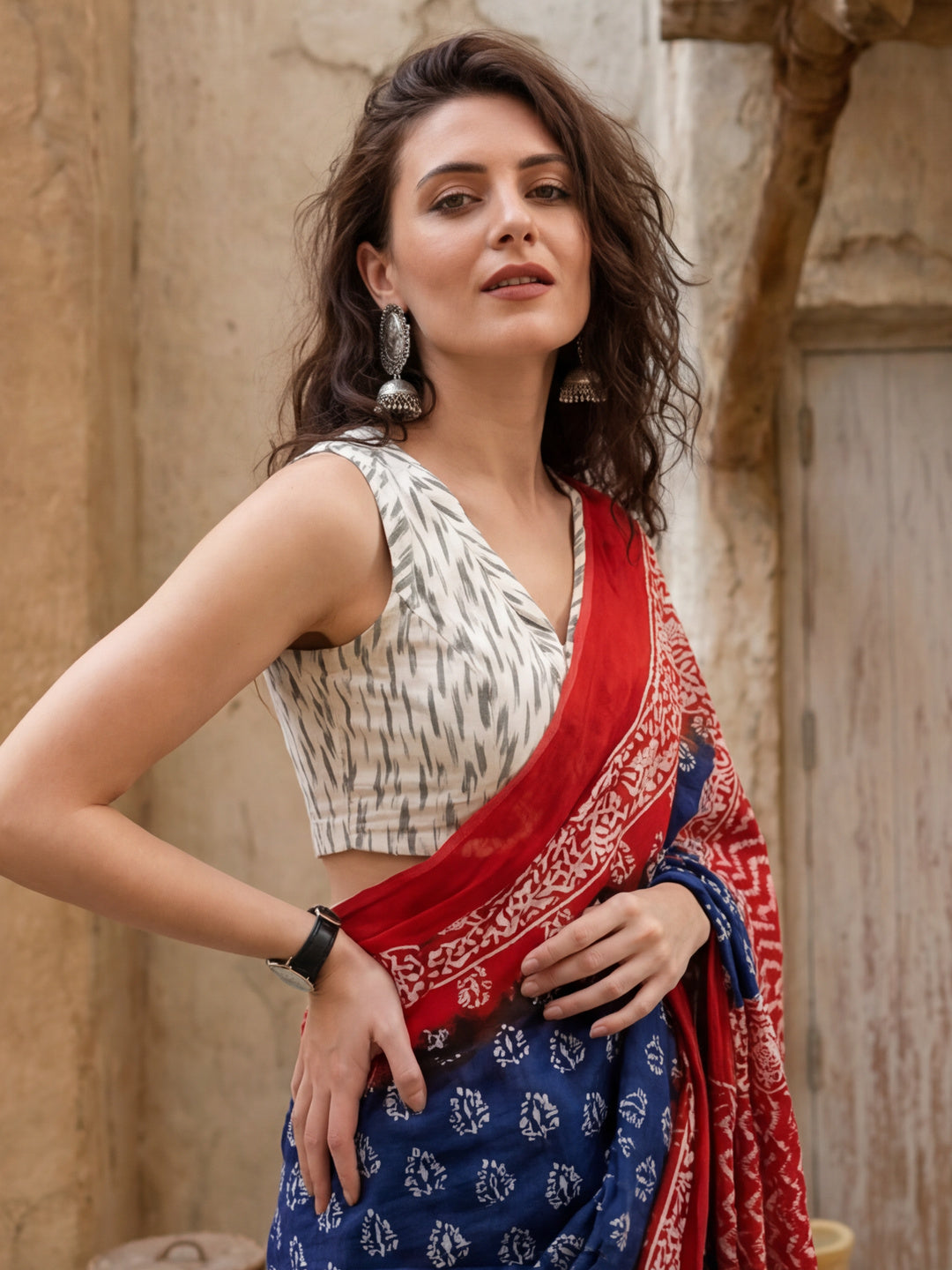 Floral Printed Pure Cotton Saree With Unstitched Blouse