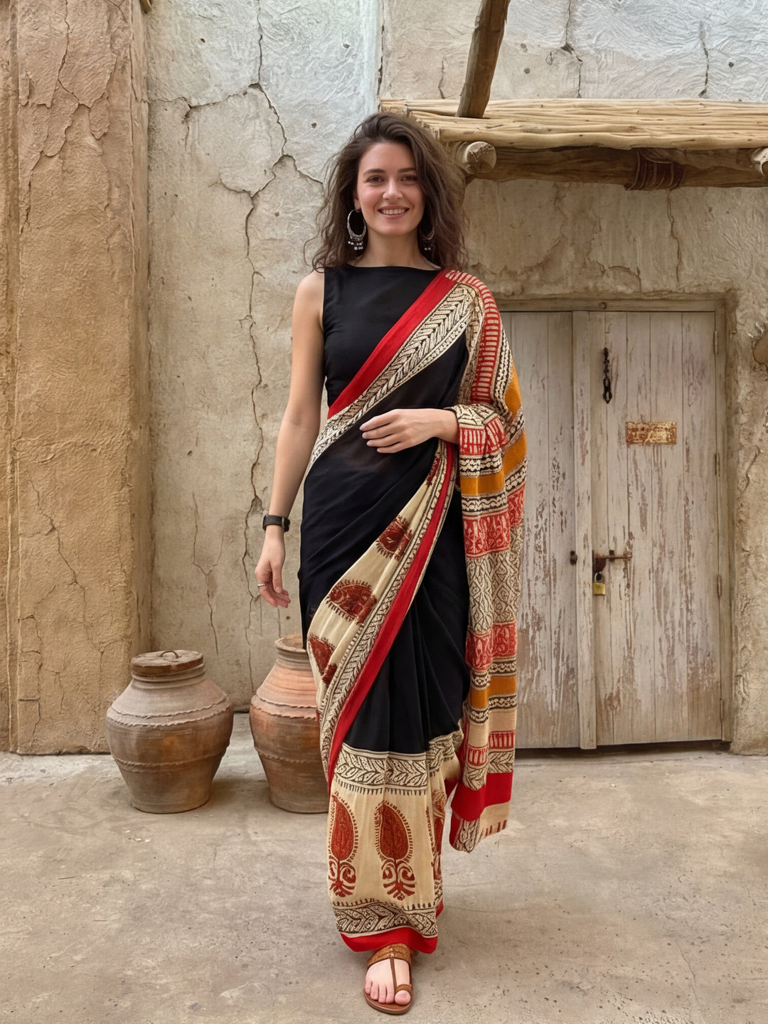 Floral Printed Pure Cotton Saree With Unstitched Blouse