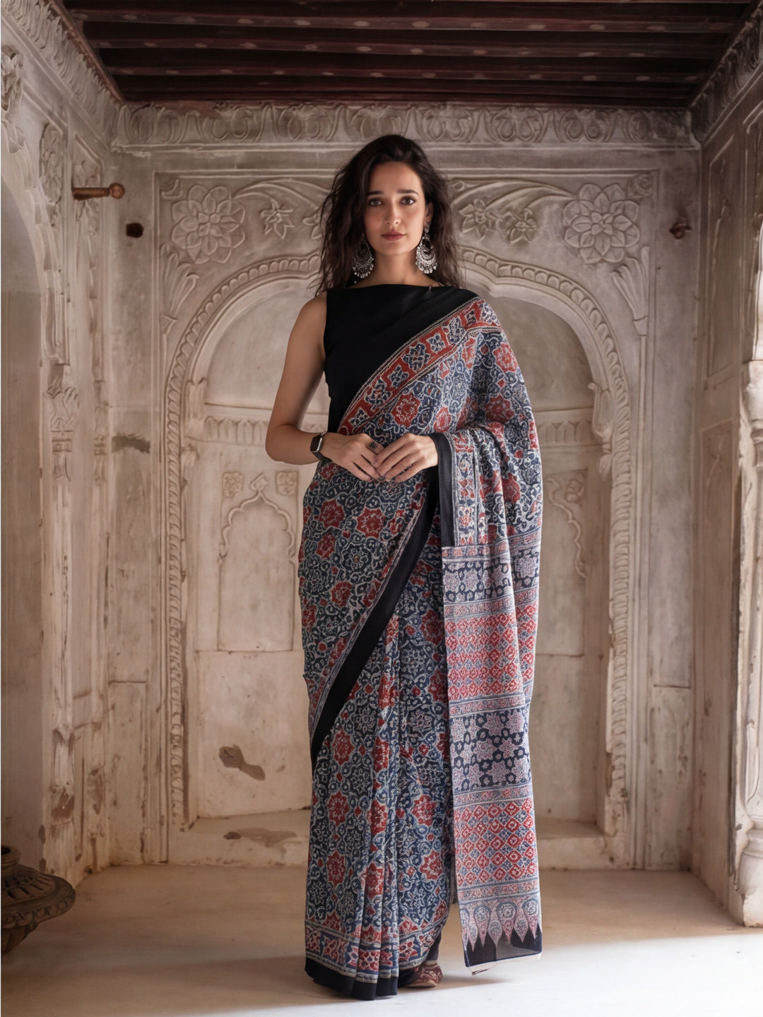 Floral Printed Pure Cotton Saree With Unstitched Blouse