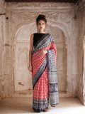 Floral Printed Pure Cotton Saree With Unstitched Blouse