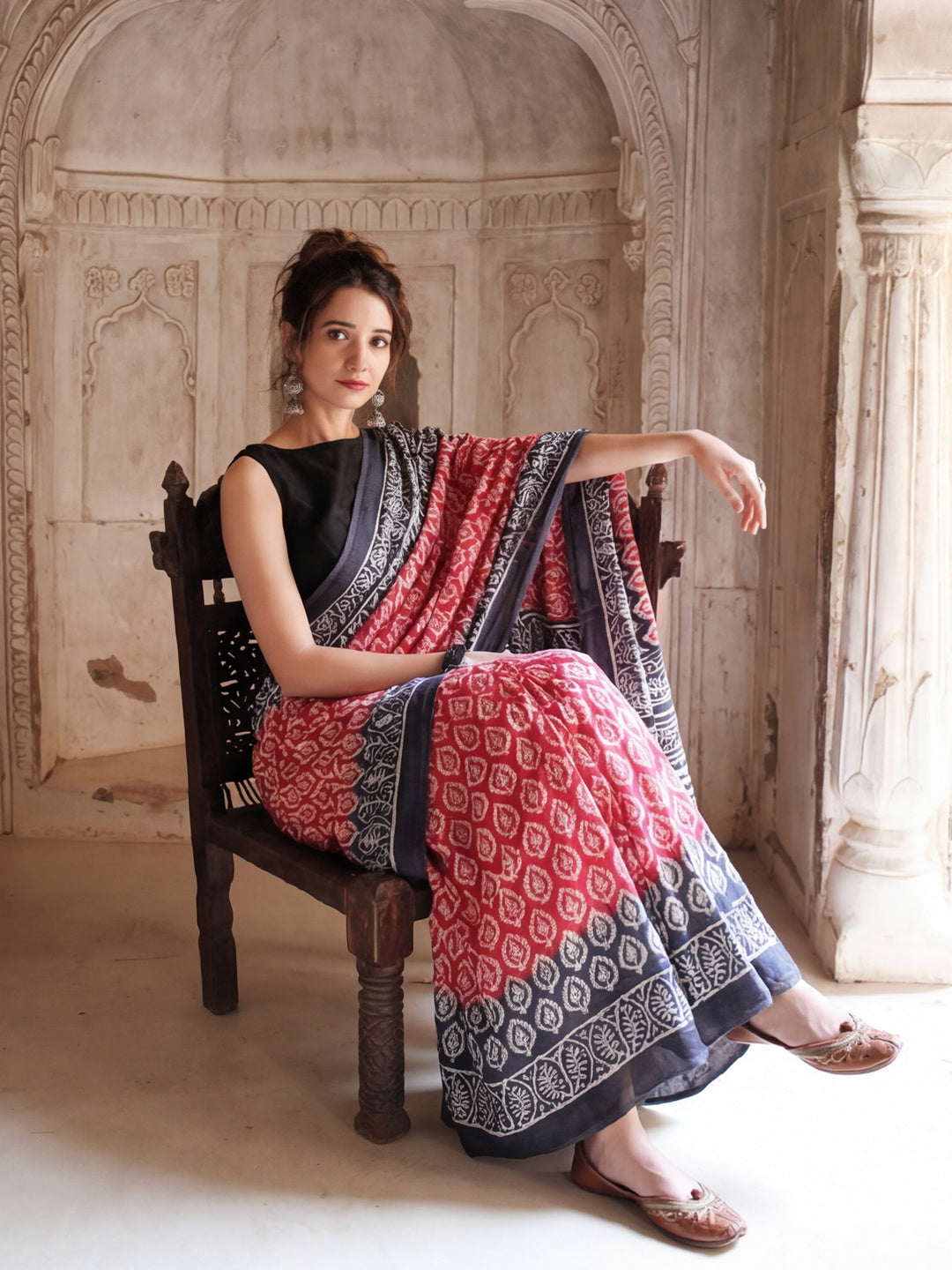 Floral Printed Pure Cotton Saree With Unstitched Blouse