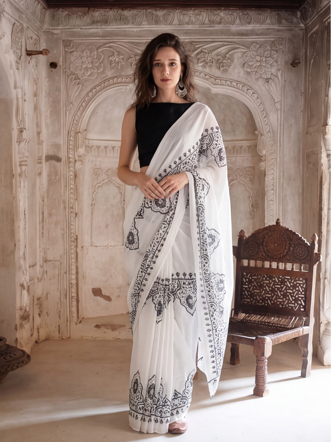Floral Printed Pure Cotton Saree With Unstitched Blouse