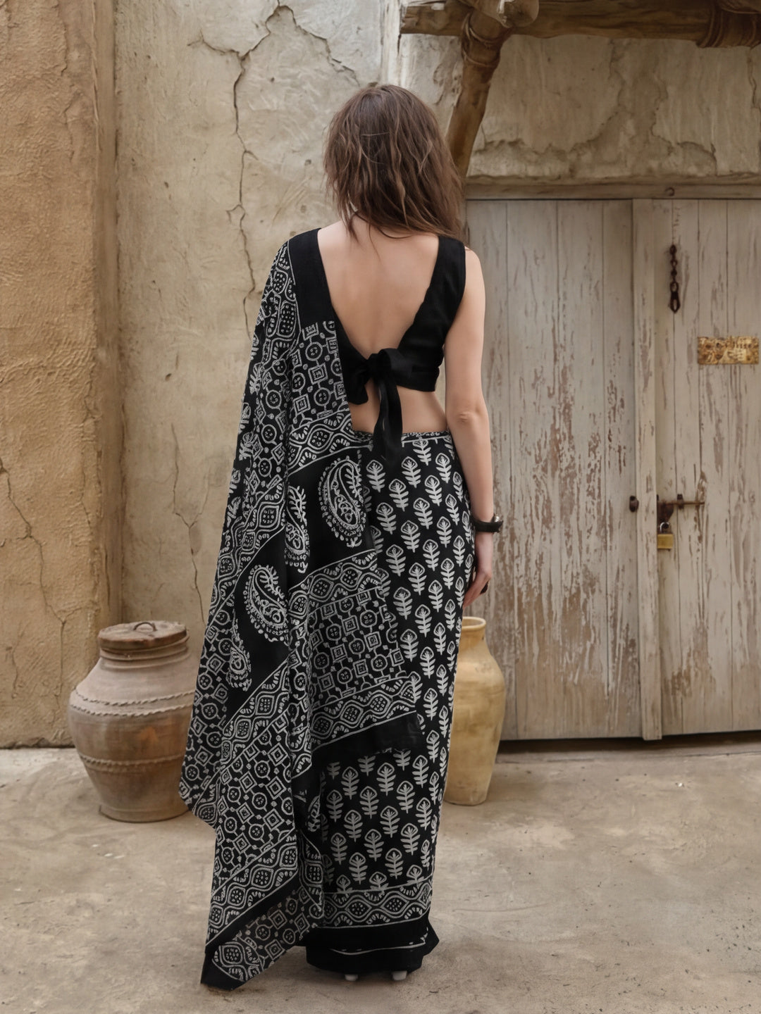 Floral Printed Pure Cotton Saree With Unstitched Blouse