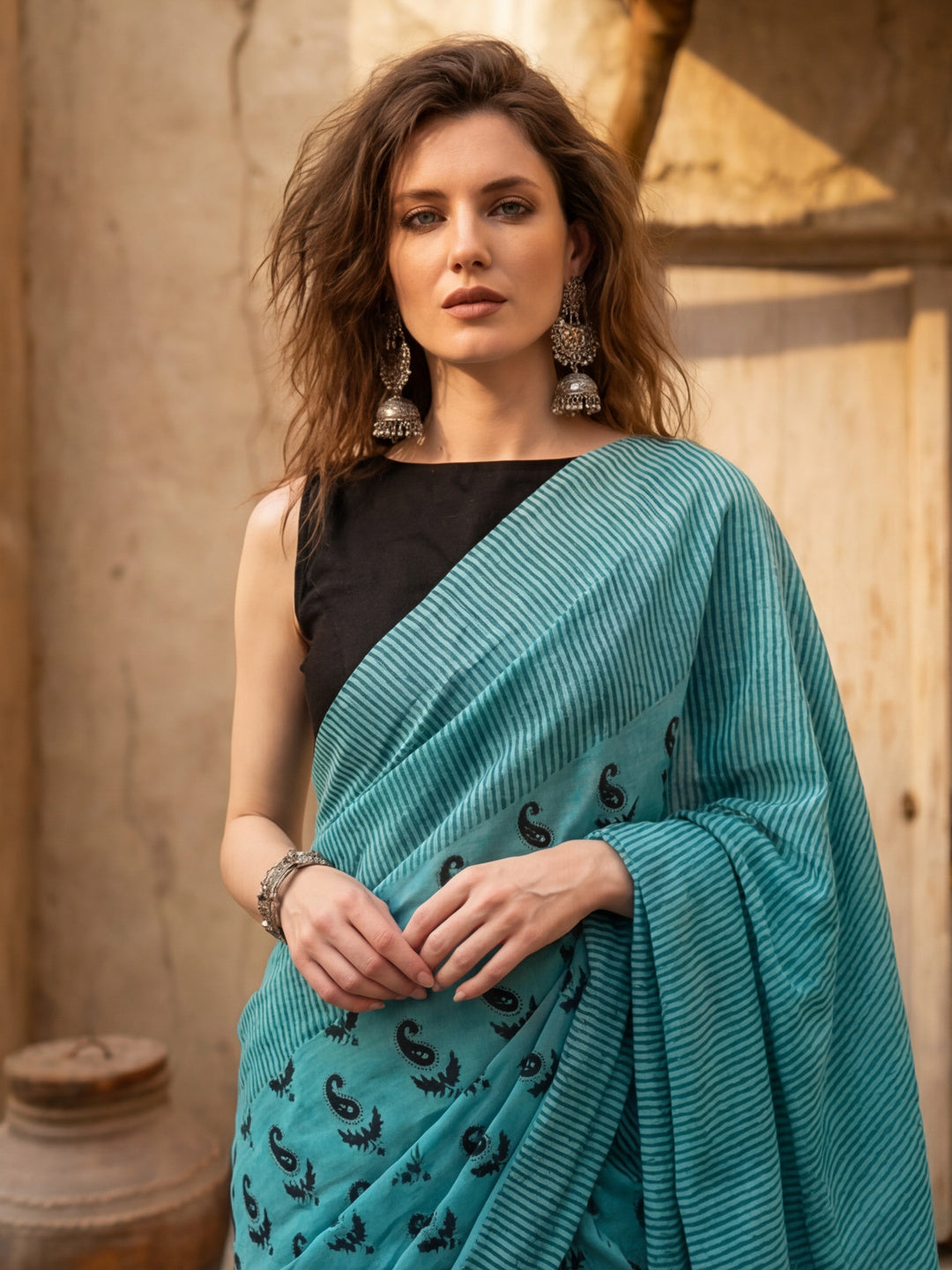 Floral Printed Pure Cotton Saree With Unstitched Blouse