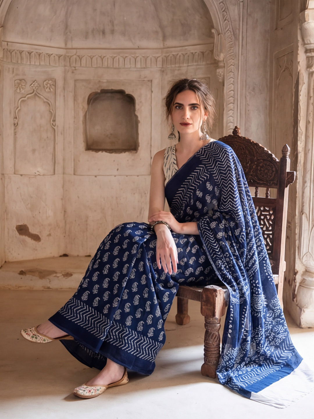 Floral Printed Pure Cotton Saree With Unstitched Blouse