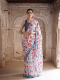 Floral Printed Pure Cotton Saree With Unstitched Blouse