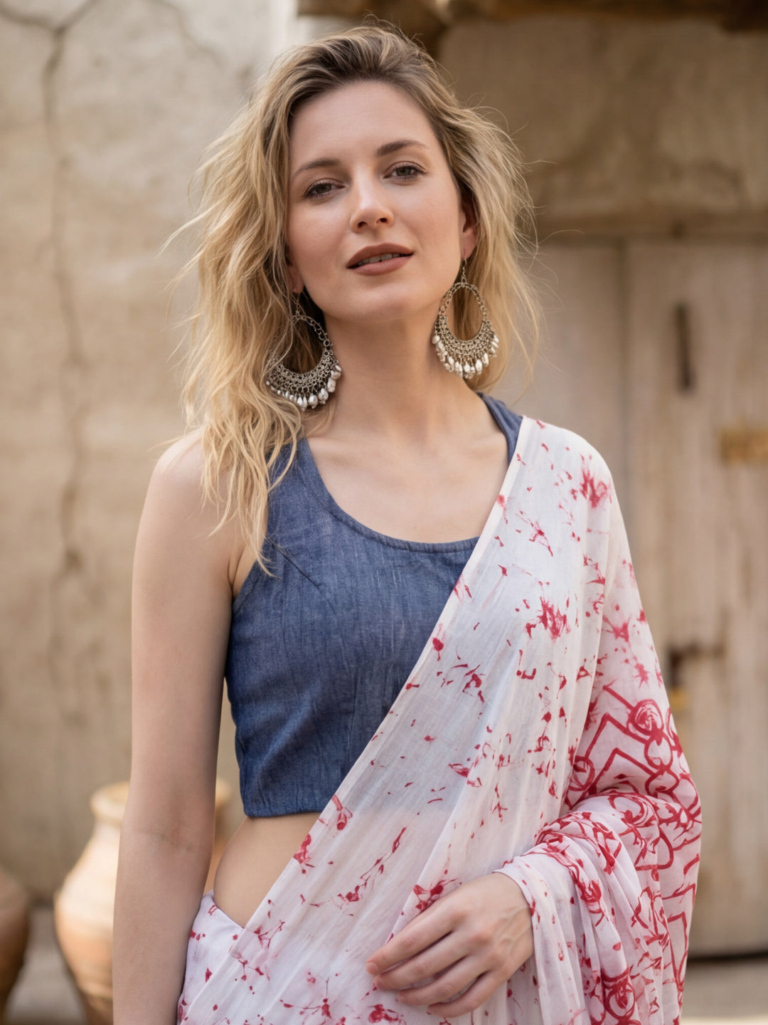 GEOMETRIC Printed Pure Cotton Saree With Unstitched Blouse
