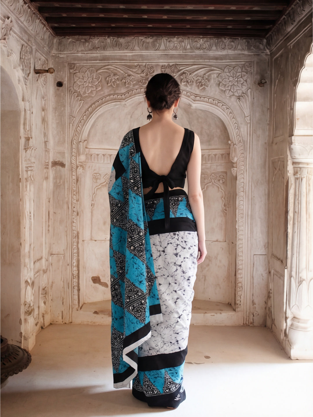 Floral Printed Pure Cotton Saree With Unstitched Blouse