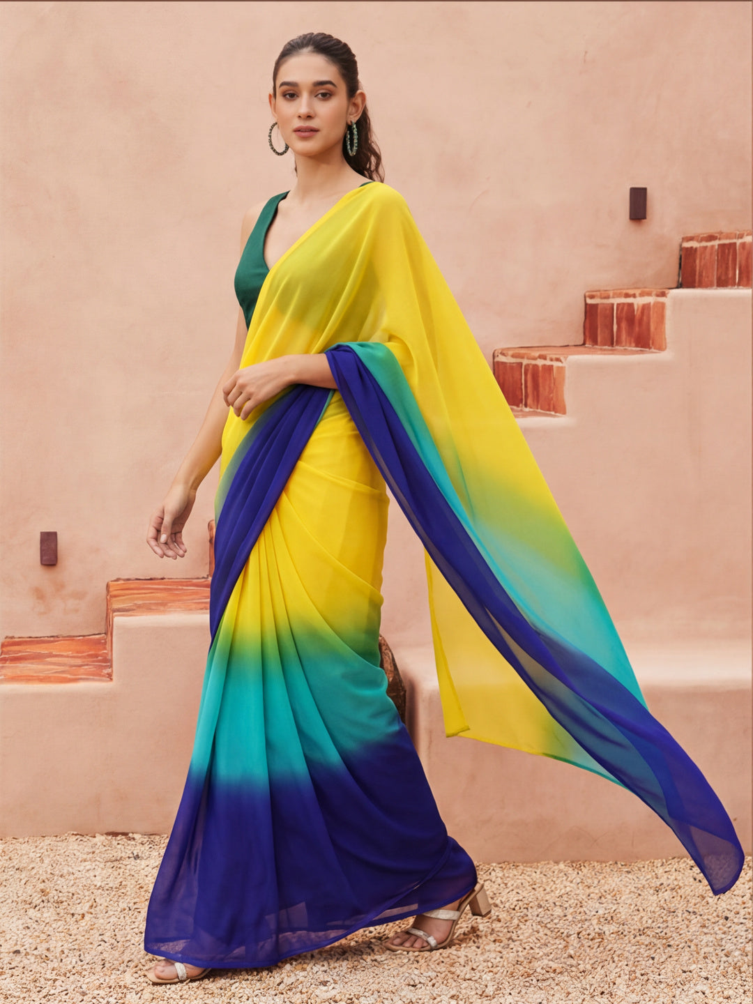 Ready to Wear Ombre Georgette Saree with Unstiched Blouse