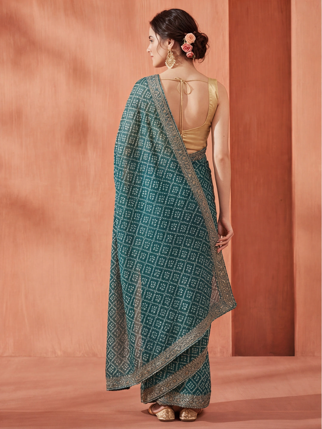 Embellished Pure Georgette Bandhani Saree