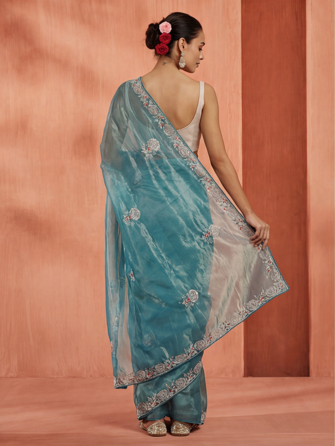 Golden Net Party Wear Sequin Work Saree